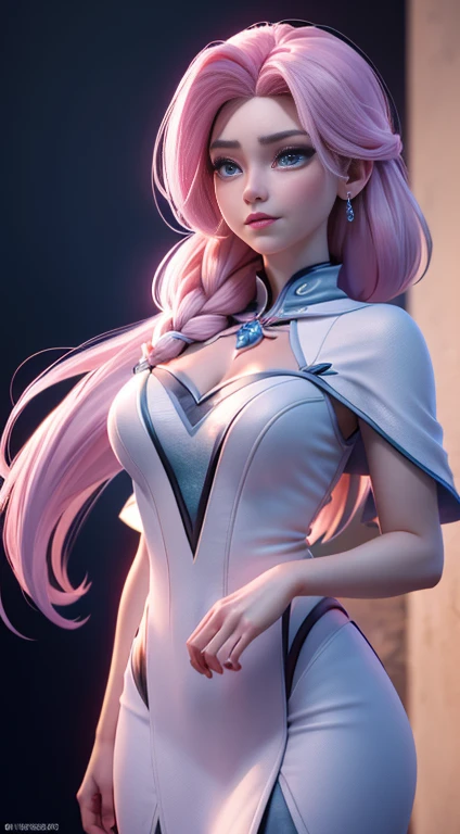 (elsa frozen-rose quartz su mezclando modelos .) (ultra fusion) highly detailed cg unity 8k wallpaper, style shot, complex, high...