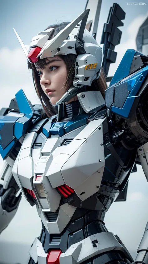 Textured skin, Super Detail, high details, High quality, Best Quality, hight resolution, 1080p, hard disk, Beautiful,(Gundam),beautiful cyborg woman,Mecha Cyborg Girl,Battle Mode,Girl with a Mecha Body,She wears a futuristic Gundam mecha,Fulll body Shot,Mo...