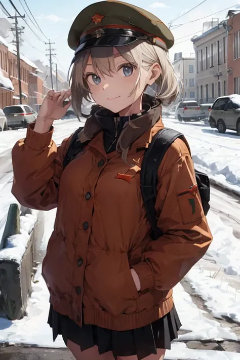 ((Soviet Army)), ((Girl)), (detailed), snow tobacco 