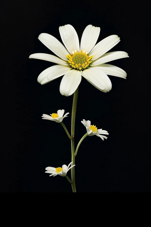 daisy flowers, single color, solid line, wallpaper style, dark background