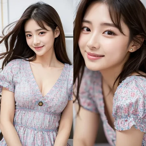 Half Japanese and half Korean, 22-years-old idol, blessed with a captivating young face, showcases her double eyelids and big, expressive eyes that sparkle like gemstones. Her long, flawless hair cascades down her back, framing her pretty features. She wea...