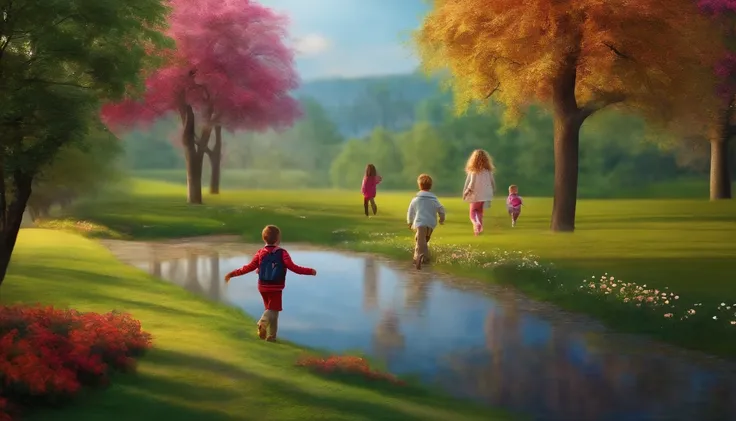 Children walking in the park