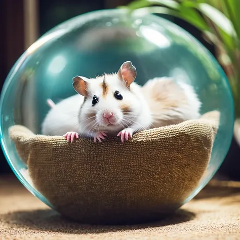 Hamster playing in a ball