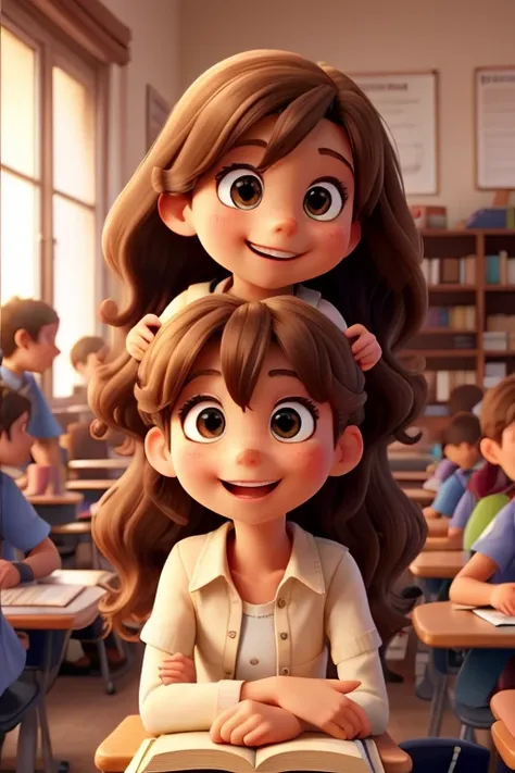 Two young girls at school