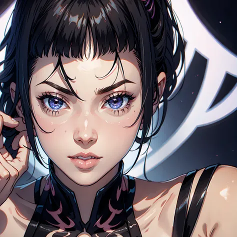 (Magazine Poster: 1.1) Beautiful Face, ultra realistic face, ahegao face, high detail face, provocative look, juri hair, night, black wall, dark background, behind view