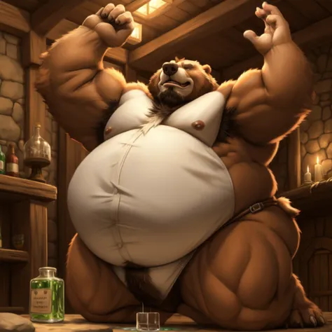 ((Masterpiece)),((Hight quality)),((Hught Detailed)),((Realistic,)) Anime Artistic masterpiece art, Concept anime art, Dungeons and Dragons art, dungeons and dragons mmorpg, different comic vignettes, Obese sumo Bears, He is a porn star who creates a weigh...