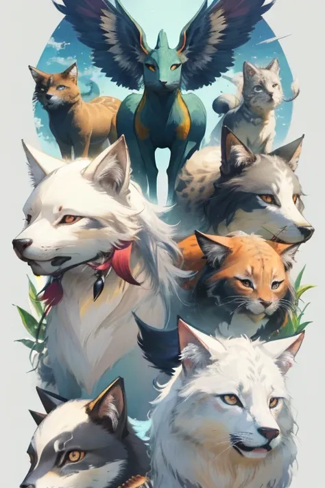 animal illustrations,mixed species,different kinds of animals,various species,diverse animals,peaceful coexistence,animal world,animal kingdom,animal art,combination of animals,harmonious animals,author：Maki Haku,animal kingdom插圖,species diversity,peaceful...