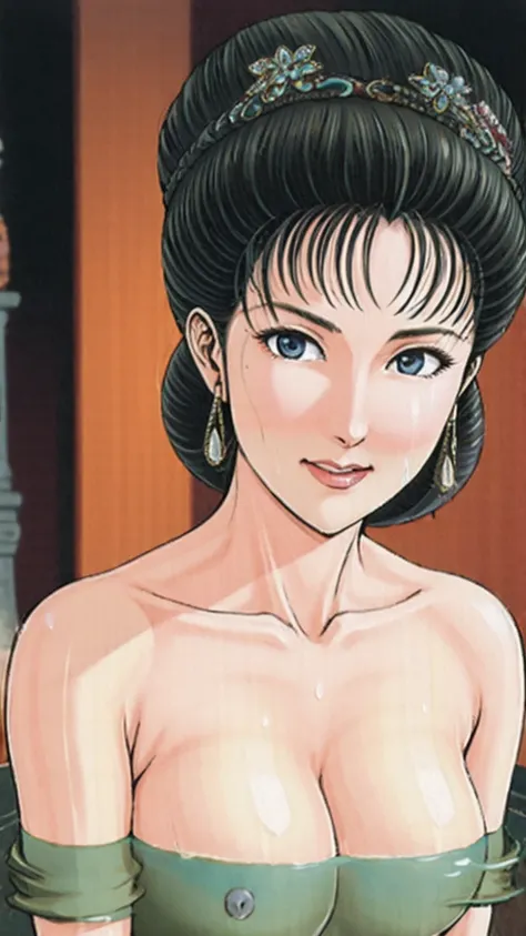 (best quality), (very aesthetic), (ultra-detailed), (best illustration),a mature female,NSFW,Perfect Face,Suikoden,Mrs. Lin,(full_body),(full_nude),red cheek,Large drops of sweat are pouring from the whole body,skinny,chinese traditional bath room,Get up f...