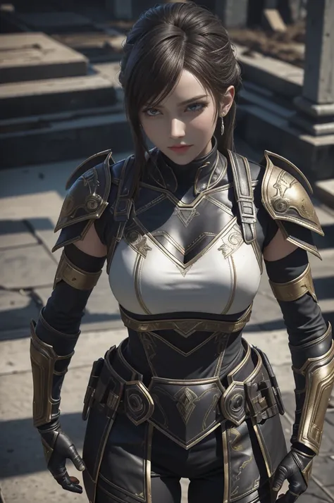 Game Art，Best picture quality，Maximum resolution，8K，(A bust photo)，(portrait:1.5)，(Head close-up)，(Rule of Thirds)，Unreal Engine 5 rendering works， (Future女孩)，(Female Warrior)， 
20-year-old girl，Eyes full of details，(Large Breasts)，Elegant and noble，indiff...