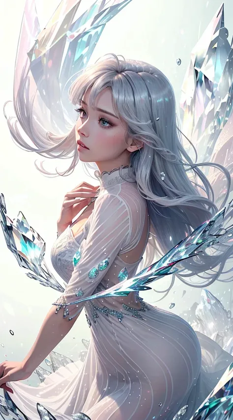 (masterpiece, Top quality, the best, Official Art, beautiful and aesthetic, Long-term contact: 1.2), Smooth movement, Charming Pattern, 1 girl, (Long dress with sleeves: 1.3), (((White clothes) )), Upper Body close-up, Bare shoulders, Chinese Girl, blush, ...