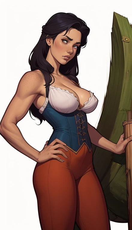 gta character style illustration and completely naked breasts showing a little fear breast size cartoon name: isabella cruz whit...