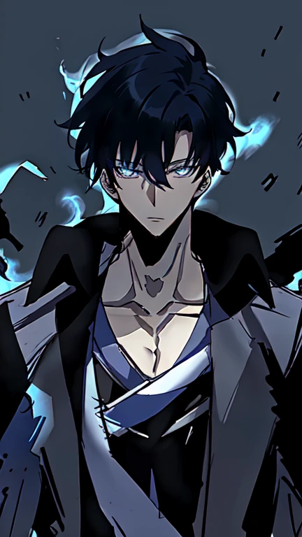 anime style drawing of a man with a piercing gaze, 8k badass anime, tall blue eyed anime man, handsome man in demon slayer art, inspired by Okumura Masanobu, trigger anime art style, official anime stills, main anime art, male anime character, background g...