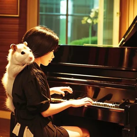 Musician Hamster：Hamster playing the piano。