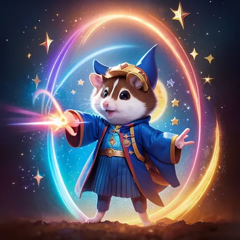 Wizard hamster：Hamster waving a magic wand。