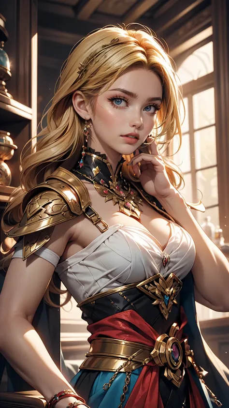 Woman with long blonde hair holding a mobile phone, Magali Villeneuveに触発されて, fantasy art portraits, Fantasy Portrait art, detailed matte Fantasy Portrait, Alice x. open, Fantasy Portrait, epic fantasy art portraits, beautiful fantasy art portraits, Magali ...