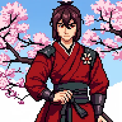 Make a samurai under a cherry tree 