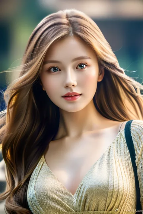 ((highest quality)), ((masterpiece)), (detailed), Leaning forward、Perfect Face、Perfect body、Light brown hair、Beautiful Skin、A beautiful half Korean and half Russian girl、(masterpiece:1.3), (8k, Photorealistic, Raw photo, Best image quality: 1.4), (Rough lo...