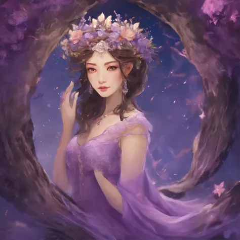 a close up of a woman in a dress with a flower on her head, a beautiful artwork illustration, beautiful illustration, by Li Song, by Ni Tian, by Chen Lin, beautiful!!! digital art, exquisite digital illustration, beautiful digital illustration, by Yu Zhidi...