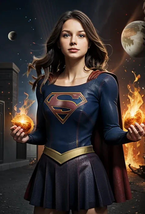 supergirl holding planet earth with her hands