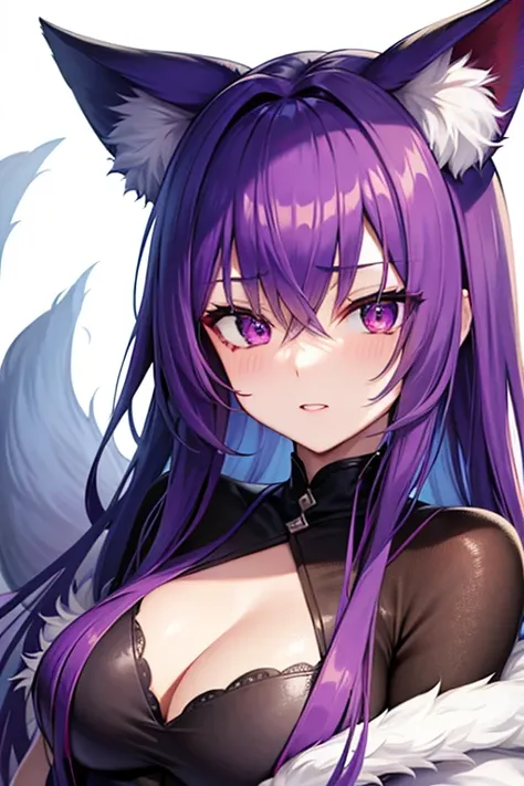 Waifu kitsune con ojos morado, neon hair 