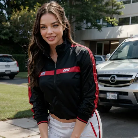 Lauren German dressed in athletes clothing smiling