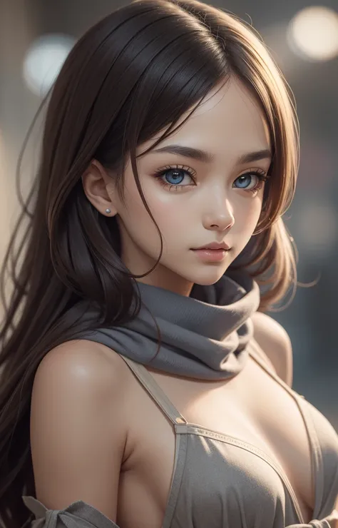 ((Waist half)) Beautiful anime girl /// (Features) Wearing detailed combat uniforms ((respite & Rusty)) With scarf, Upper body shot, Delicate skin, Face in focus, Detailed eyes and pupils, Detailed hair, Intricate details and sharp, masterpiece, Global Ill...