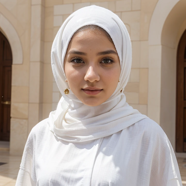 Beautiful woman, 21 years old, Oman 🇴🇲 , cultural costumes, white hijab