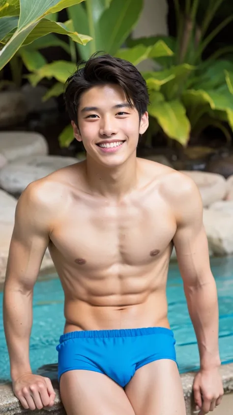 male　Age 17 swimwear hawaii handsome smile