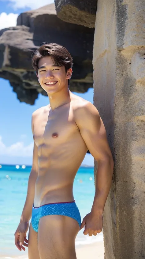 male　Age 17 swimwear hawaii handsome smile