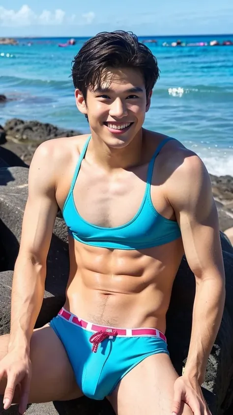 male　Age 19 swimwear hawaii handsome smile