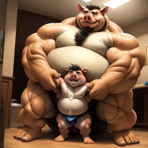 ((Masterpiece)),((Hight quality)),((Hught Detailed)),((Realistic,)) Anime Artistic masterpiece art, Concept anime art, Obese Nerd Pig, He is very Obese and very muscular beast, He wants to train and get bigger and stronger to become a huge sumo wrestler, S...