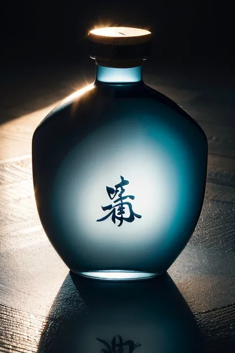 Generate a high-quality, sophisticated, and elegant 3D rendered image of the ‘Xingde Baijiu’ ceramic liquor bottle. This is a Chinese white spirit, and the bottles total height should not exceed 25 centimeters, with a shorter neck compared to the body. The...