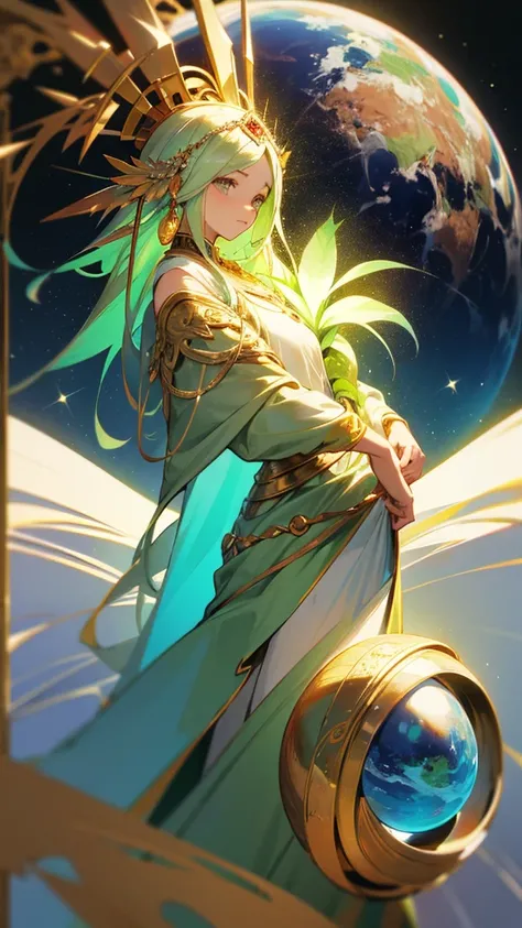 Gaia, God of the Earth　With the Earth in the background　Im a woman