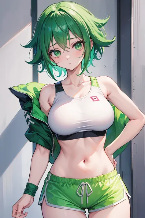 1 girl, izuku midorya as a girl, deku genderswap, female izuku midoria, genderswap, female/girl/woman, feminine features, feminine body, great curves, medium sized breast, breast 34d, cute, hot, short green hair, green hair, short hair, green eyes, highly ...