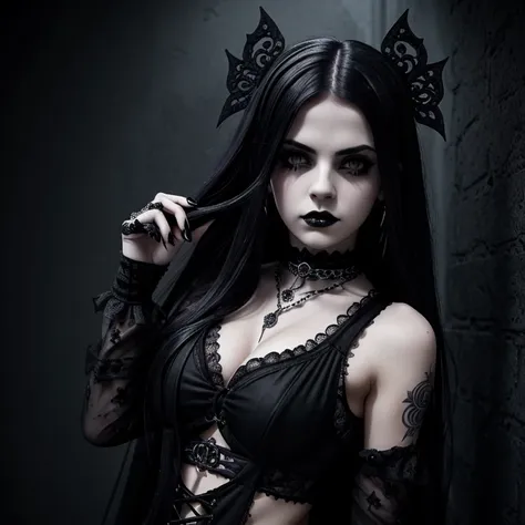 gothic girl con piercings y piercings bajo la lluvia, neogothic, gothic aesthetic, estilo de arte oscuro, gothic girl aesthetic,...