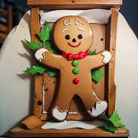 (masterpiece,best quality)), absurd, gingerbread_man, food, cookie, food focus, no humans, solitary,running