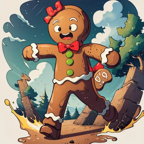 masterpiece,best quality)), absurd, gingerbread_man, food, cookie,,running