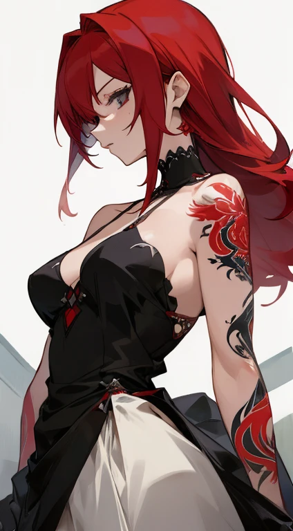 Lady,Red hair,dress,beautiful,anime,tattoo