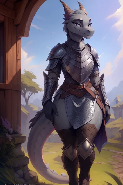 8k, fine details, (ultra detailed), a beautiful and detailed full size portrait of a female anthro salamander (((grey body, grey skin))), purple eyes, lizard eyes, tail, bedroom eyes, High Dynamic Range, cinematic shot, detailed eyes, big body goddess, ken...