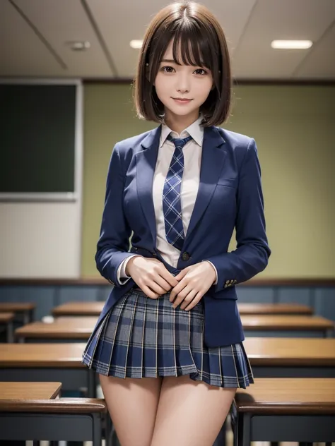 (8k, raw photos, highest quality), stand in the classroom of school, (((((((one woman))))))), ((brown hair)), ((short bob hair))...