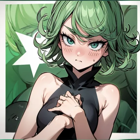 tatsumaki masturbating naked with a blushing face