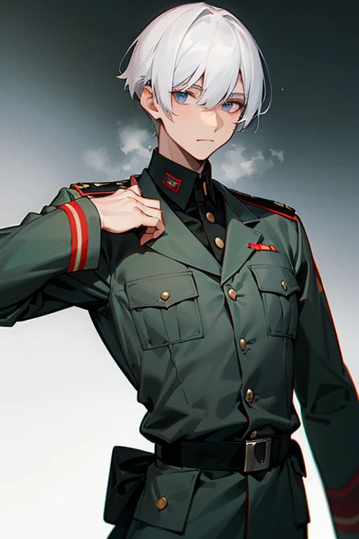 white hair, soldier, student, German military uniform, man, Young appearance