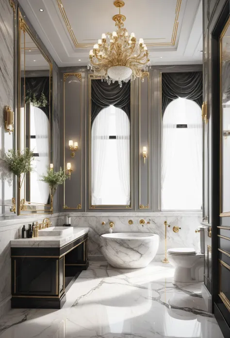 masterpiece, restroom toilet space, luxurious, aristocratic interior design, royal space, ((super detail :1.3))), neoclassical style design, neoclassical interior Modern blend, restroom details, luxurious aristocratic neoclassical toilet inside, luxurious ...