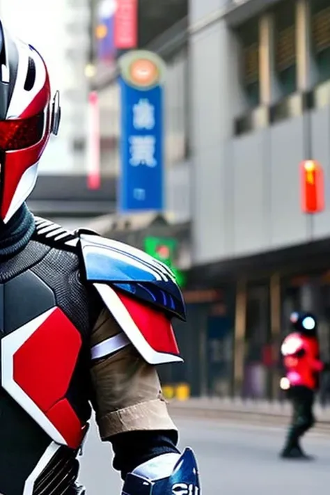 The image quality is similar to that of Kamen Rider, a Japanese special effects hero with a full-face cyber helmet and highly mobile armor.