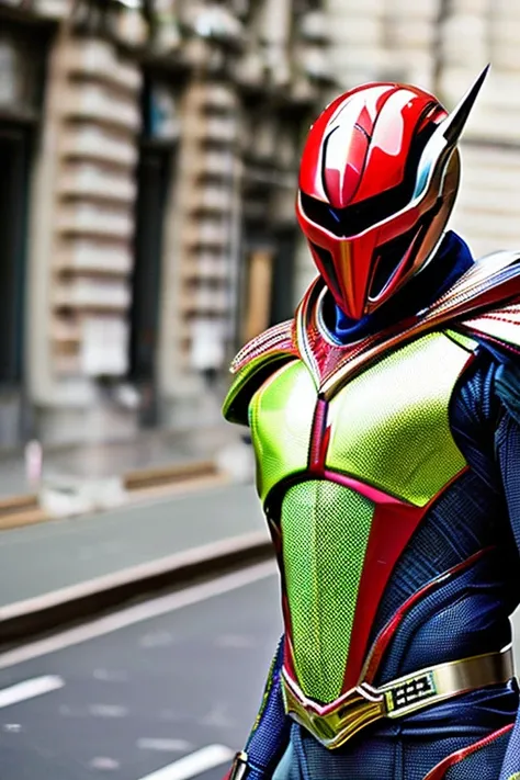 A cyborg like the Japanese special effects hero Kamen Rider, wearing a full-face cyber helmet and highly mobile armor.（In the center of the screen）