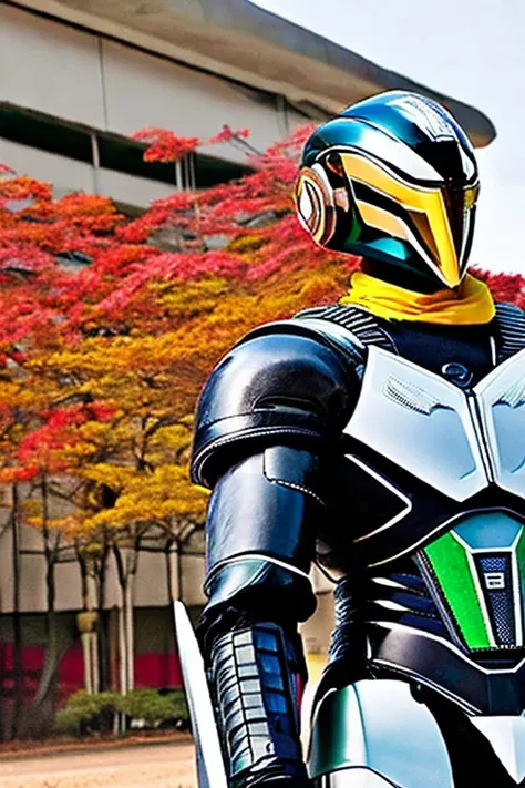 A cyborg like the Japanese special effects hero Kamen Rider, wearing a full-face cyber helmet and highly mobile armor.（In the center of the screen）