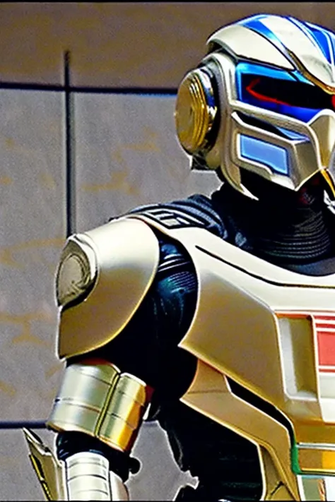 A cyborg like the Japanese special effects hero Kamen Rider, wearing a full-face cyber helmet and highly mobile armor.（In the center of the screen）