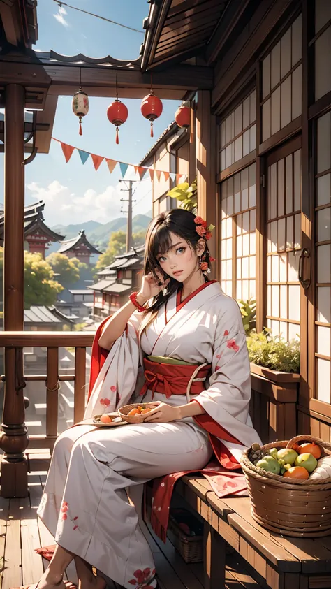 ((最high quality, 8k, masterpiece: 1.3, Ultra HD, high quality, 最high quality, High resolution, realism)) 、A stunningly beautiful 22-year-old Japanese woman、Hair color is black、black eye、Medium Hair、Straight hair、smile、Slender、Wear accessories on your wrist...