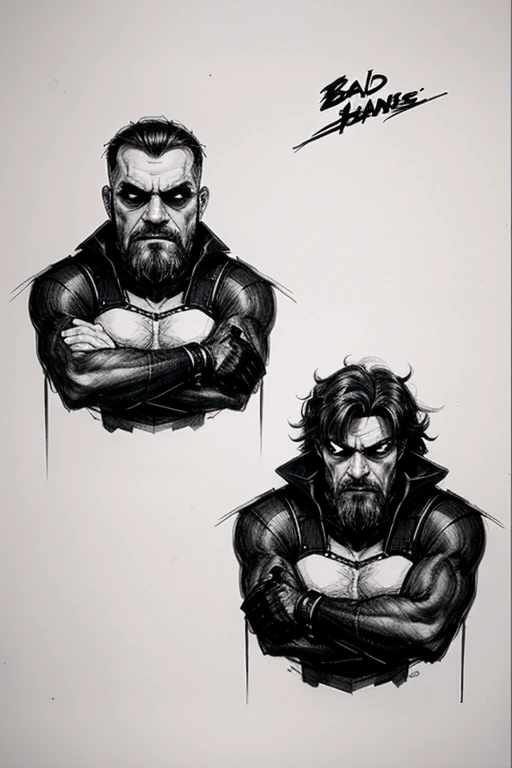 Generate a free hand sketch of bad guys