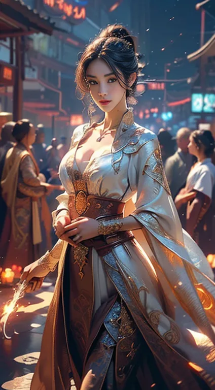 arms,cleveage,(Magic Circle:1.1),Xiuxian,  ((Shot in the knee)), 8K, masterpiece, original photo, best quality, detail:1.2), ((Shot at random angles)), lifelike, Extremely detailed CG unified 8K wallpapers, Depth of Field, light, lens flare, Ray Tracing, (...